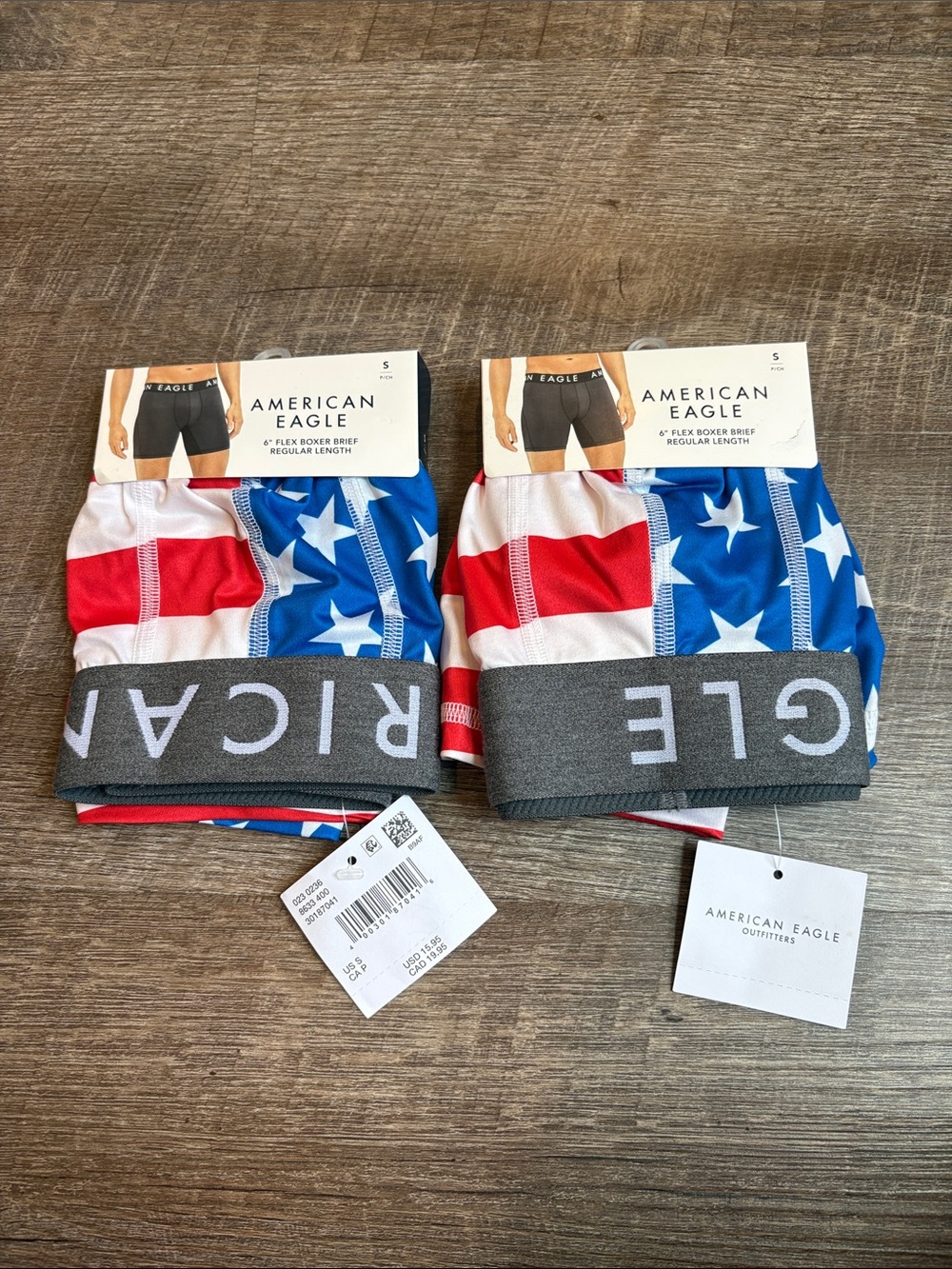 American Eagle 6" Flex Boxer Briefs Men’s S Patriotic American Flag Set of 2 NEW